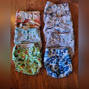 Cloth Snap Diaper Covers - Assorted Blue, Green, White Patterns